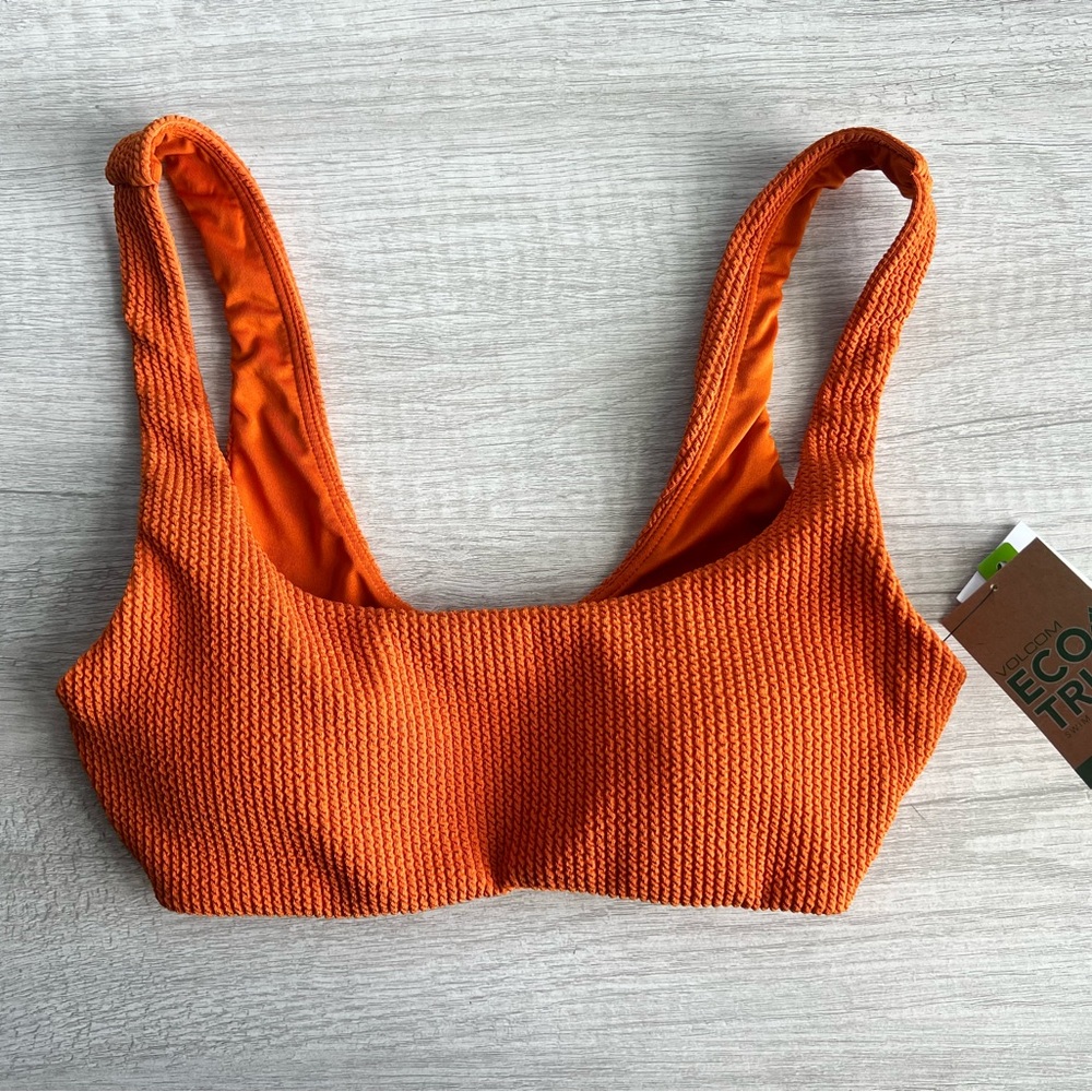 Volcom' Scoop Neck Cropped Bikini Top Burnt Orange Size XS